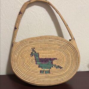Handcrafted Woven Bag with Bird Design